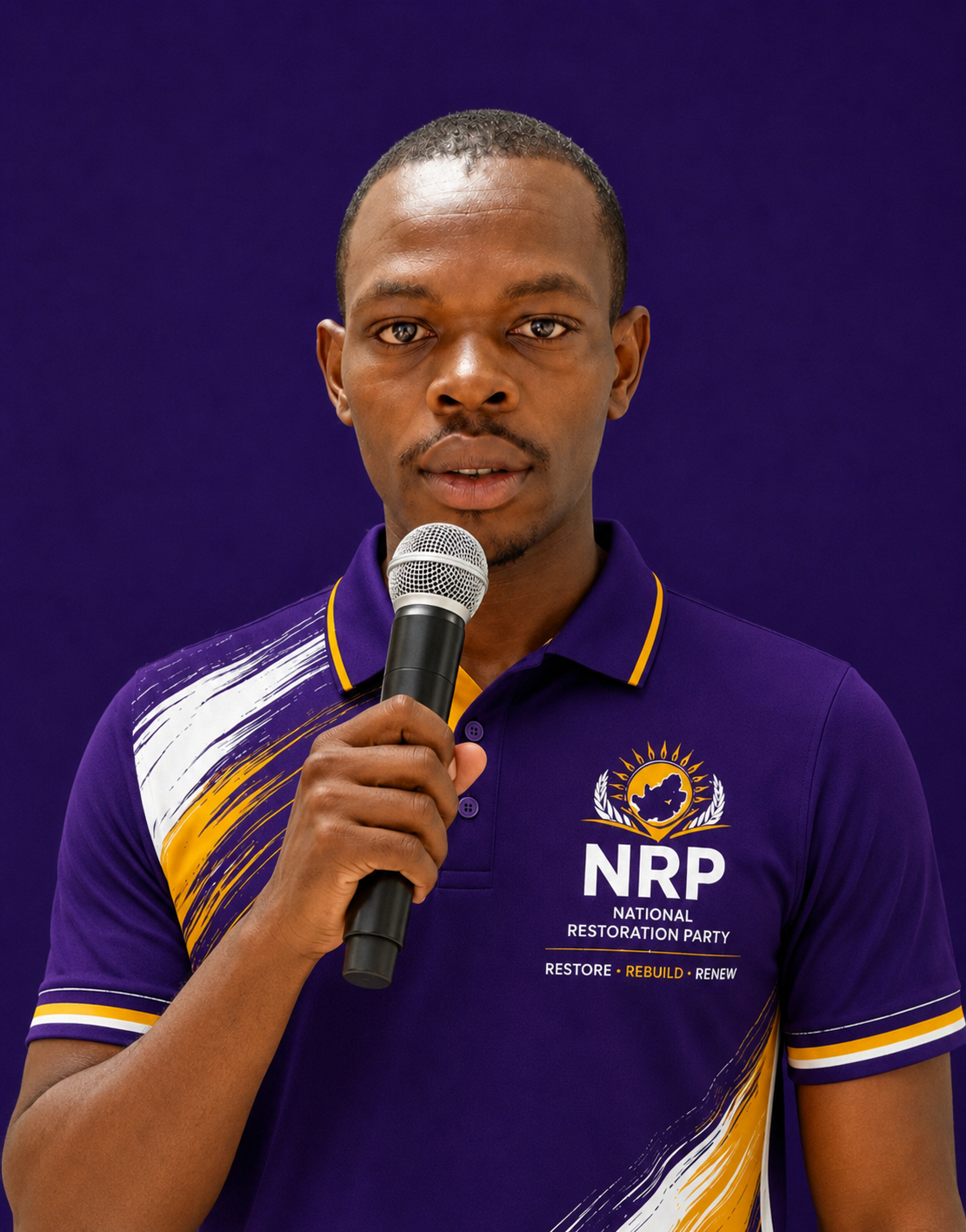 NRP President Adrian Lesetja addressing a community meeting